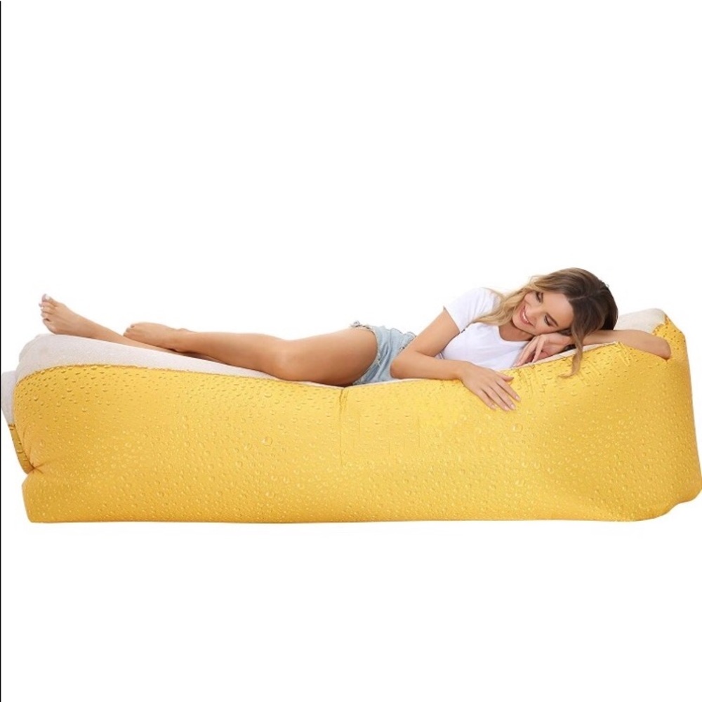 NIB fun liquid Beer drink print inflatable lounger